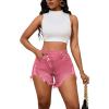 imagePINSV Womens High Waisted Crossover Denim ShortsPink