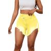 imagePINSV Womens High Waisted Crossover Denim ShortsYellow