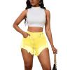 imagePINSV Womens High Waisted Crossover Denim ShortsYellow