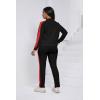 imagePINSV Womens Tracksuit Two Piece Outfits Long Sleeve Zip Up Jacket Jogger Casual Sweatsuit Matching Sets Track Suits Black Red L