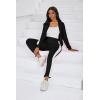 imagePINSV Womens Tracksuit Two Piece Outfits Long Sleeve Zip Up Jacket Jogger Casual Sweatsuit Matching Sets Track Suits Black White L
