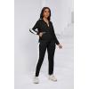 imagePINSV Womens Tracksuit Two Piece Outfits Long Sleeve Zip Up Jacket Jogger Casual Sweatsuit Matching Sets Track Suits Black White L