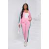 imagePINSV Womens Tracksuit Two Piece Outfits Long Sleeve Zip Up Jacket Jogger Casual Sweatsuit Matching Sets Track Suits Pink L