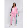 imagePINSV Womens Tracksuit Two Piece Outfits Long Sleeve Zip Up Jacket Jogger Casual Sweatsuit Matching Sets Track Suits Pink L