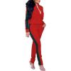 imagePINSV Womens Tracksuit Two Piece Outfits Long Sleeve Zip Up Jacket Jogger Casual Sweatsuit Matching Sets Track Suits Red L