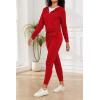 imagePINSV Womens Two Piece Outfits Sweatsuits Sets Long Sleeve Zip Up Hoodie Sweatpants Jogging Suits Casual TracksuitsRed