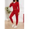 imagePINSV Womens Two Piece Outfits Sweatsuits Sets Long Sleeve Zip Up Hoodie Sweatpants Jogging Suits Casual TracksuitsRed