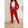 imagePINSV Womens Two Piece Outfits Sweatsuits Sets Long Sleeve Zip Up Hoodie Sweatpants Jogging Suits Casual TracksuitsRed