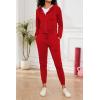 imagePINSV Womens Two Piece Outfits Sweatsuits Sets Long Sleeve Zip Up Hoodie Sweatpants Jogging Suits Casual TracksuitsRed