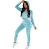 imagePINSV 2 Piece Outfits Velour Tracksuit For Women Zip Up Hoodie Velvet Jogging Sweatsuit Workout Sets Solid Light Blue L