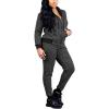 imagePINSV Two Piece Outfits For Women Long Sleeve Zip Up Hoodie Jacket Sweatsuits Jogging Suits Casual Tracksuit Sets Carbon Black L