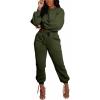 imagePINSV Women 2 Piece Outfits Sweatsuits Sets Long Sleeve Crop Top Jogger Sweatpants Tracksuits Casual SetZ641 Army Green