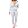 imagePINSV Women Two Piece Outfits Workout Sets Bodycon Tracksuit Long Sleeve Zip Up Hoodie Jacket Jogger Matching Sweat Pants SetWhite