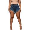 imagePINSV Womens High Waisted Crossover Denim ShortsDark Blue