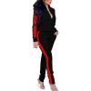 imagePINSV Womens Tracksuit Two Piece Outfits Long Sleeve Zip Up Jacket Jogger Casual Sweatsuit Matching Sets Track Suits Black Red L