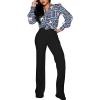 imagePINSV Womens High Waisted Stretchy Bootcut Pull On Dress Pants Casual Work Pants3257 Black