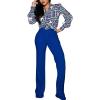 imagePINSV Womens High Waisted Stretchy Bootcut Pull On Dress Pants Casual Work Pants3257 Blue
