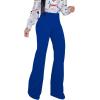 imagePINSV Womens High Waisted Stretchy Bootcut Pull On Dress Pants Casual Work Pants3257 Blue