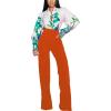 imagePINSV Womens High Waisted Stretchy Bootcut Pull On Dress Pants Casual Work Pants3257 Deep Orange
