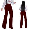 imagePINSV Womens High Waisted Stretchy Bootcut Pull On Dress Pants Casual Work Pants3257 Deep Red