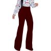 imagePINSV Womens High Waisted Stretchy Bootcut Pull On Dress Pants Casual Work Pants3257 Deep Red