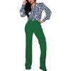 imagePINSV Womens High Waisted Stretchy Bootcut Pull On Dress Pants Casual Work Pants3257 Green