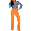 imagePINSV Womens High Waisted Stretchy Bootcut Pull On Dress Pants Casual Work Pants3257 Orange