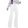 imagePINSV Womens High Waisted Stretchy Bootcut Pull On Dress Pants Casual Work Pants3257 Pure White