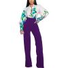 imagePINSV Womens High Waisted Stretchy Bootcut Pull On Dress Pants Casual Work Pants3257 Purple