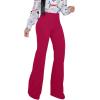 imagePINSV Womens High Waisted Stretchy Bootcut Pull On Dress Pants Casual Work Pants3257 Rose Red