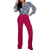 imagePINSV Womens High Waisted Stretchy Bootcut Pull On Dress Pants Casual Work Pants3257 Rose Red