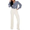 imagePINSV Womens High Waisted Stretchy Bootcut Pull On Dress Pants Casual Work Pants3257 White