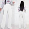 imagePINSV Womens High Waisted Stretchy Bootcut Pull On Dress Pants Casual Work Pants3257 White