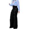 imagePINSV Womens High Waisted Stretchy Bootcut Pull On Dress Pants Casual Work Pants3276 Black
