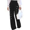 imagePINSV Womens High Waisted Stretchy Bootcut Pull On Dress Pants Casual Work Pants3276 Black