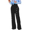 imagePINSV Womens High Waisted Stretchy Bootcut Pull On Dress Pants Casual Work Pants3276 Black