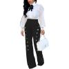 imagePINSV Womens High Waisted Stretchy Bootcut Pull On Dress Pants Casual Work Pants3276 Black