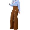 imagePINSV Womens High Waisted Stretchy Bootcut Pull On Dress Pants Casual Work Pants3276 Brown