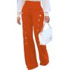 imagePINSV Womens High Waisted Stretchy Bootcut Pull On Dress Pants Casual Work Pants3276 Deep Orange
