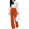 imagePINSV Womens High Waisted Stretchy Bootcut Pull On Dress Pants Casual Work Pants3276 Deep Orange