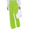 imagePINSV Womens High Waisted Stretchy Bootcut Pull On Dress Pants Casual Work Pants3276 Fruit Green