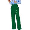 imagePINSV Womens High Waisted Stretchy Bootcut Pull On Dress Pants Casual Work Pants3276 Green