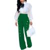 imagePINSV Womens High Waisted Stretchy Bootcut Pull On Dress Pants Casual Work Pants3276 Green