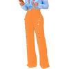 imagePINSV Womens High Waisted Stretchy Bootcut Pull On Dress Pants Casual Work Pants3276 Orange