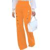 imagePINSV Womens High Waisted Stretchy Bootcut Pull On Dress Pants Casual Work Pants3276 Orange