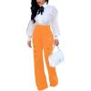 imagePINSV Womens High Waisted Stretchy Bootcut Pull On Dress Pants Casual Work Pants3276 Orange