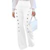 imagePINSV Womens High Waisted Stretchy Bootcut Pull On Dress Pants Casual Work Pants3276 Pure White
