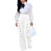 imagePINSV Womens High Waisted Stretchy Bootcut Pull On Dress Pants Casual Work Pants3276 Pure White