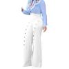 imagePINSV Womens High Waisted Stretchy Bootcut Pull On Dress Pants Casual Work Pants3276 Pure White