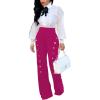 imagePINSV Womens High Waisted Stretchy Bootcut Pull On Dress Pants Casual Work Pants3276 Rose Red